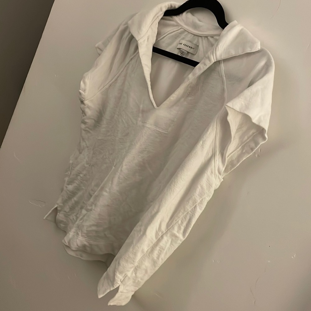 White collared terry cloth shirt